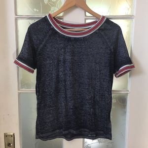 Sheer Striped Collar Tee